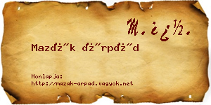 Mazák Árpád névjegykártya